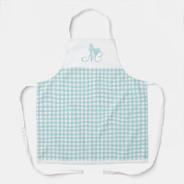 Chic Turquoise Butterfly Monogram Gingham Check Schort