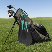 Chic Turquoise Driving Glitter Monogram Naam Golfhanddoek (Groen)