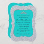 Chic Turquoise en Silver Quinceañera Uitnodiging (Voorkant / Achterkant)