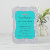 Chic Turquoise en Silver Quinceañera Uitnodiging (Staand voorkant)