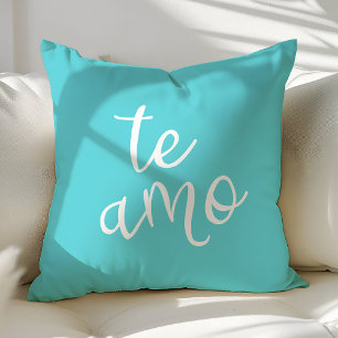 Chic Turquoise en Witte Spaanse I Love You Te Amo Kussen