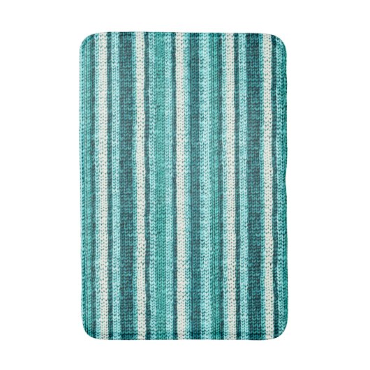 Chic turquoise gestreept badmat (Voorkant Verticaal)