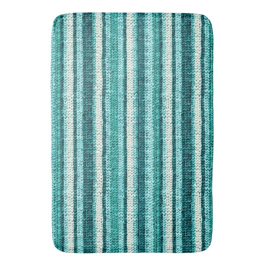 Chic turquoise gestreept badmat (Voorkant Verticaal)