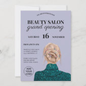 Chic turquoise glitter Beausalon grand opening Kaart (Voorkant)