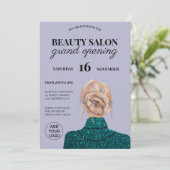 Chic turquoise glitter Beausalon grand opening Kaart (Staand voorkant)