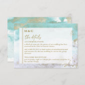 Chic Turquoise Gold Abstracte Waterverf Informatiekaartje (Voorkant / Achterkant)