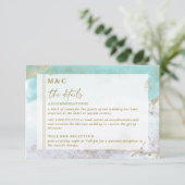 Chic Turquoise Gold Abstracte Waterverf Informatiekaartje (Staand voorkant)
