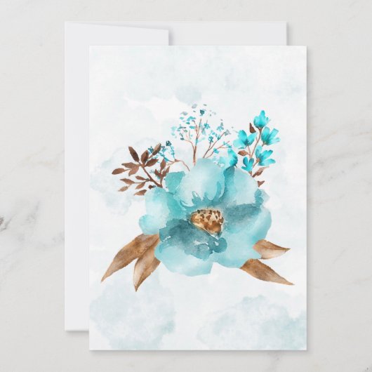Chic Turquoise Gold Lijst Couples Shower Invites (Achterkant)