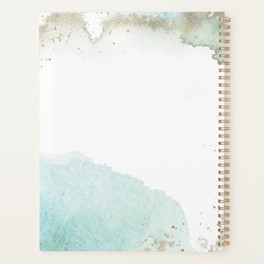Chic Turquoise & Goud Abstracte Art Planner (Achterkant)