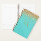 Chic Turquoise met Faux Gold Glitter Planner (Display)