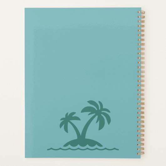 Chic turquoise moderne aangepaste reisplanner planner (Achterkant)