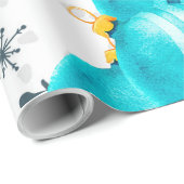 Chic Turquoise Ornamenten Snowflakes Wrapppapier Cadeaupapier (Rol Hoek)