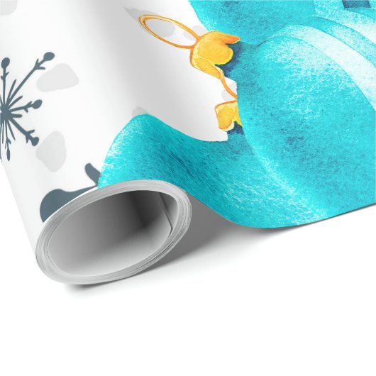 Chic Turquoise Ornamenten Snowflakes Wrapppapier Cadeaupapier (Rol Hoek)