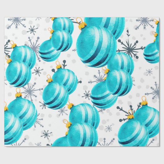 Chic Turquoise Ornamenten Snowflakes Wrapppapier Cadeaupapier (Vlak)