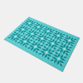 Chic Turquoise Tegel Flowers Pattern Large Deuren Deurmat (Schuin)