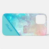 Chic Turquoise Waterverf Gepersonaliseerd Case-Mate iPhone Case (Achterkant (horizontaal))