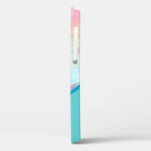 Chic Turquoise Waterverf Gepersonaliseerd Case-Mate iPhone Case (Achterkant / Links)