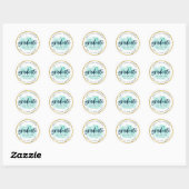 Chic Turquoise Waterverf Gold Afstuderen Ronde Sticker (Vel)