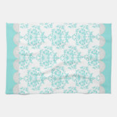 Chic Turquoise & White Damask Towel Theedoek (Horizontaal)
