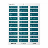 Chic Turquoise White Monogram Return Address Label (Full Sheet)