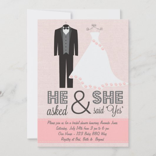 Chic Tux en Dress Bridal Shower Kaart (Voorkant)