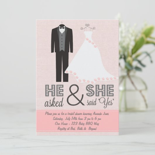 Chic Tux en Dress Bridal Shower Kaart (Staand voorkant)