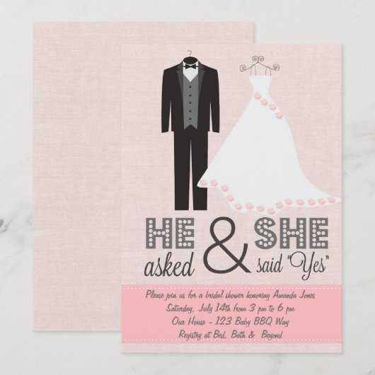 Chic Tux en Dress Bridal Shower Kaart (Voorkant / Achterkant)