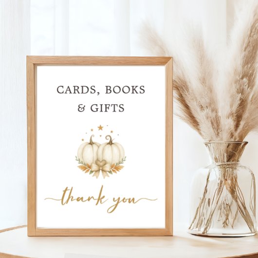 Chic Twin Pumpkind Baby Shower Card Book Gift Poster