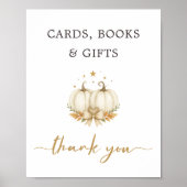 Chic Twin Pumpkind Baby Shower Card Book Gift Poster (Voorkant)