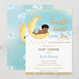 Chic Twinkle Little Star African Baby shower Boy Kaart