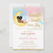 Chic Twinkle Little Star African Girl Baby shower  Kaart (Voorkant)