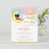 Chic Twinkle Little Star African Girl Baby shower  Kaart (Staand voorkant)