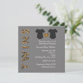 CHIC TWINS Cheetah Uitnodiging voor babyshowerfees (Staand voorkant)
