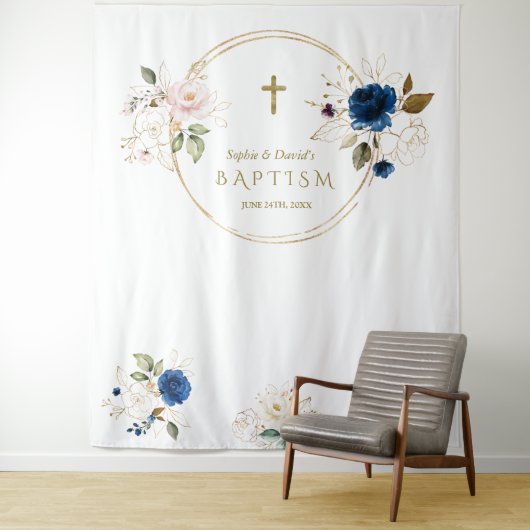 Chic Twins Roze Blush Bloemstuk Doop Foto Prop Wandkleed (In situ)