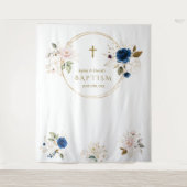 Chic Twins Roze Blush Bloemstuk Doop Foto Prop Wandkleed (Voorkant)