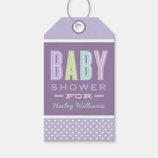 Chic Type Baby Meisje Douche Lavendel Paarse Cadeaulabel (Voorkant)