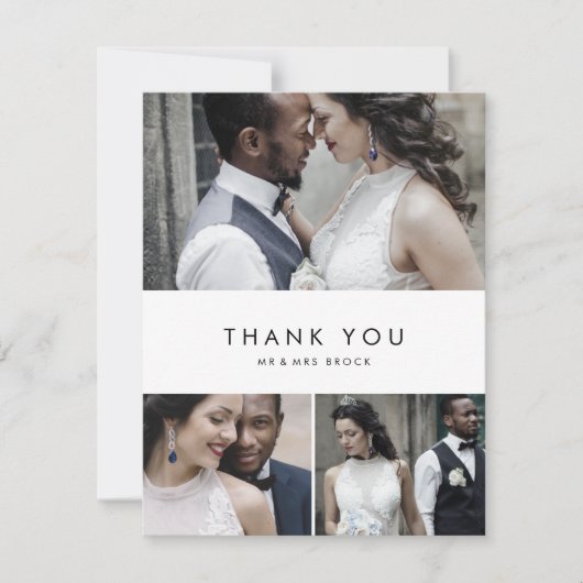 Chic Typografie 3 Foto Collage Hartelijk dank Bedankkaart (Voorkant)