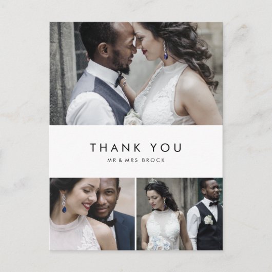 Chic Typografie 3 Foto Collage Hartelijk dank Brie Briefkaart (Voorkant)