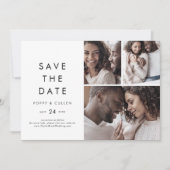 Chic Typografie 3 Foto Collage Save The Date (Voorkant)