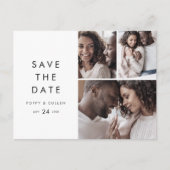 Chic Typografie 3 Foto Collage Save the Date Uitnodiging Briefkaart (Voorkant)