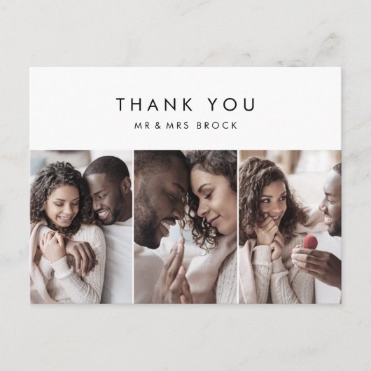 Chic Typografie 3 Foto Template Dank u Briefkaart (Voorkant)