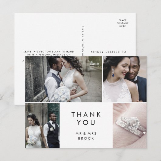 Chic Typografie 4 Foto Template Dank u Briefkaart (Voorkant / Achterkant)