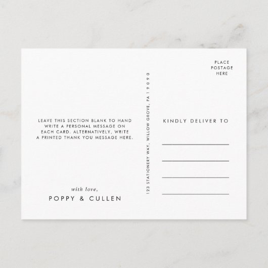 Chic Typografie 4 Foto Template Dank u Briefkaart (Achterkant)