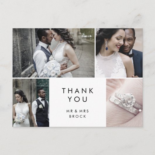 Chic Typografie 4 Foto Template Dank u Briefkaart (Voorkant)