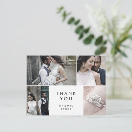 Chic Typografie 4 Foto Template Dank u Briefkaart (Staand voorkant)