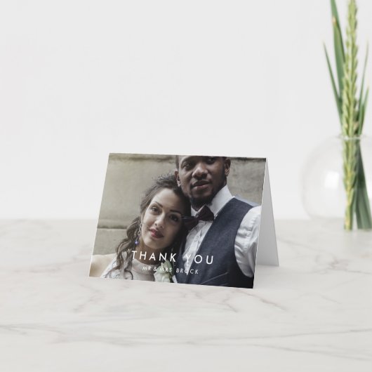 Chic Typografie Foto Dank je wel Bedankkaart (Voorkant)