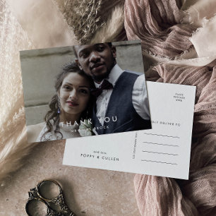 Chic Typografie Foto Dank u Briefkaart