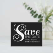 Chic Typografie Save the Date Briefkaart, Black Aankondigingskaart (Staand voorkant)