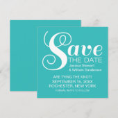 Chic Typografie Save the Date Invite, Aqua (Voorkant / Achterkant)