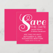 Chic Typografie Save the Date Invite, Roze (Voorkant / Achterkant)